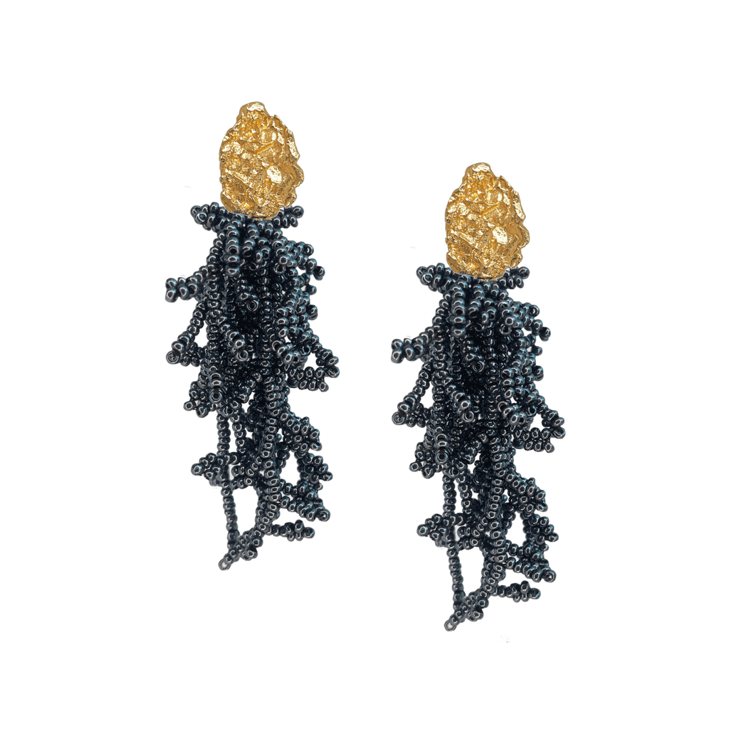 AnimazulAnimazulJetlagmode - Charcoal Coral Earrings (2 in 1)