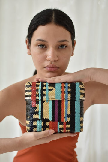 AnimazulAnimazulKANOMI - Handpainted Woven Clutch - Stripes