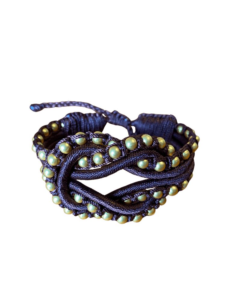 AnimazulSequence CollectionSequence Collection - Open Knot Beaded Bracelet - Brown & Gold