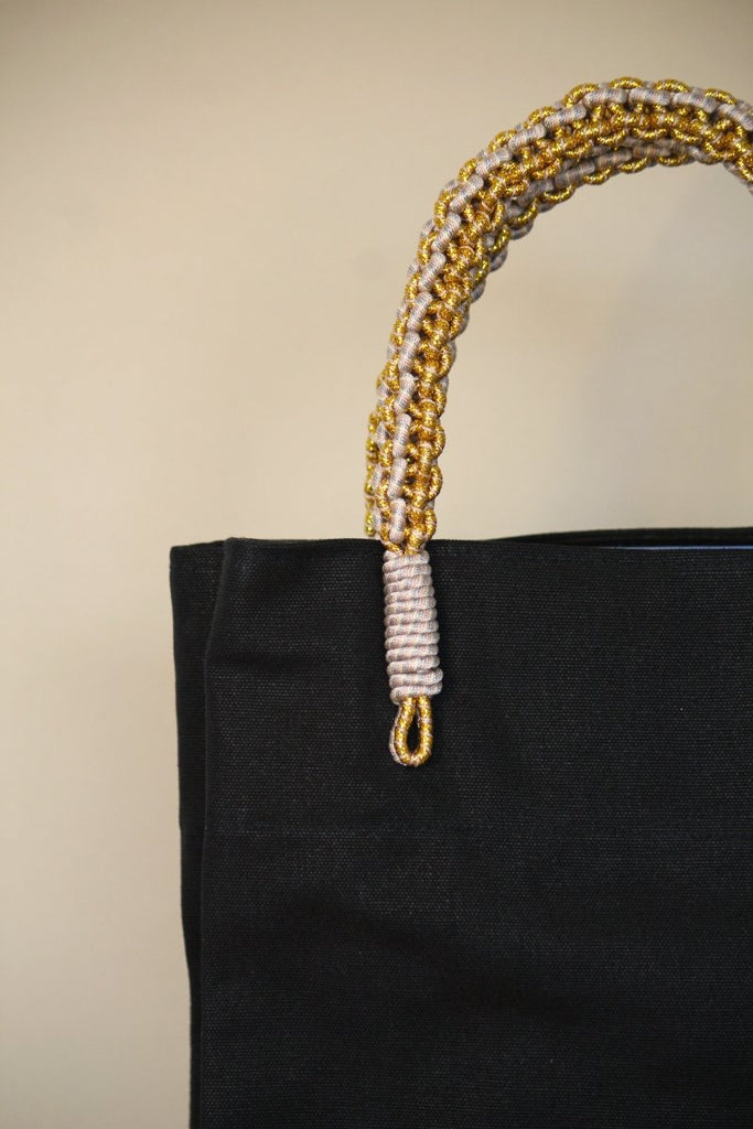 AnimazulSequence CollectionSequence Collection - Braided Handle Market Tote - Black & Gold