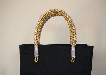 AnimazulSequence CollectionSequence Collection - Braided Handle Market Tote - Black & Gold